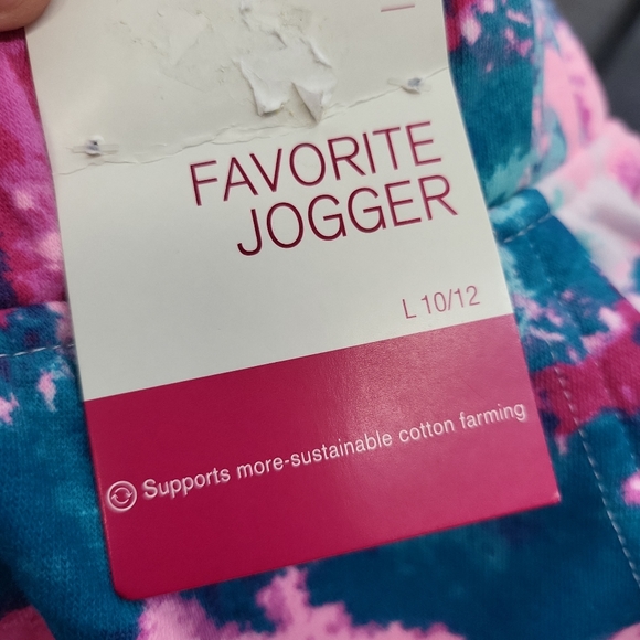 NWT Girls L(10/12) So Favorite Jogger Sweatpants Tie-Dye Pink Teal - Picture 7 of 8